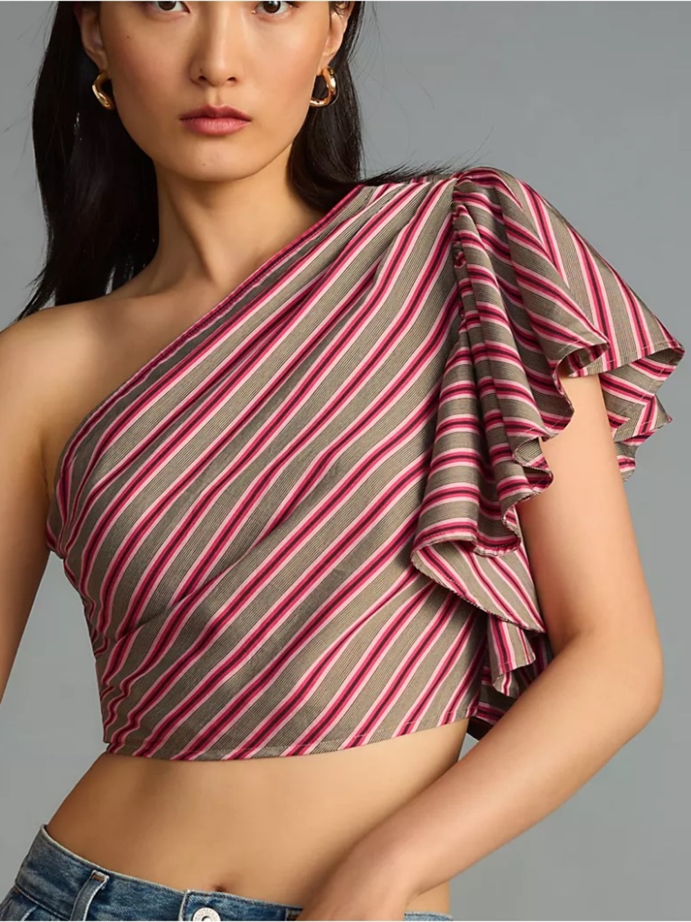Maeve One-Shoulder Ruffle Blouse - Picture 1 of 6